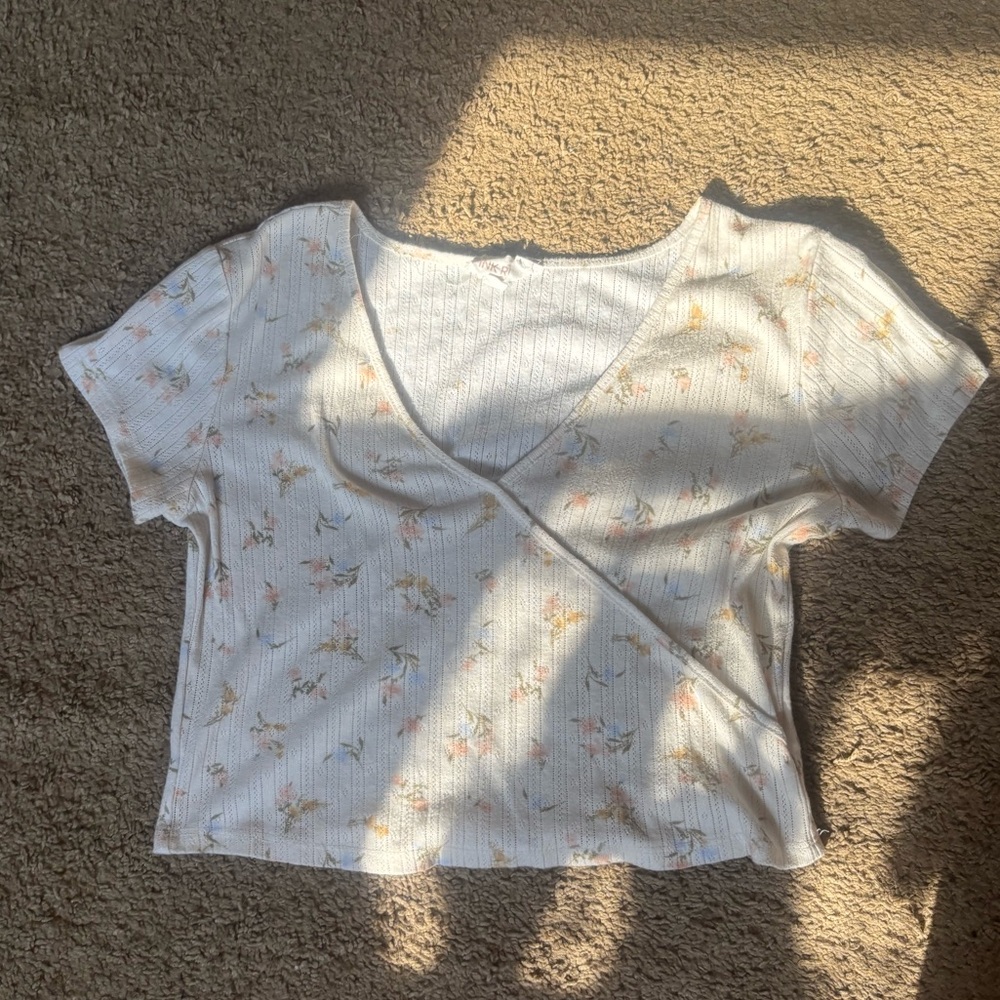 Pink Rose Floral Wrap Crop